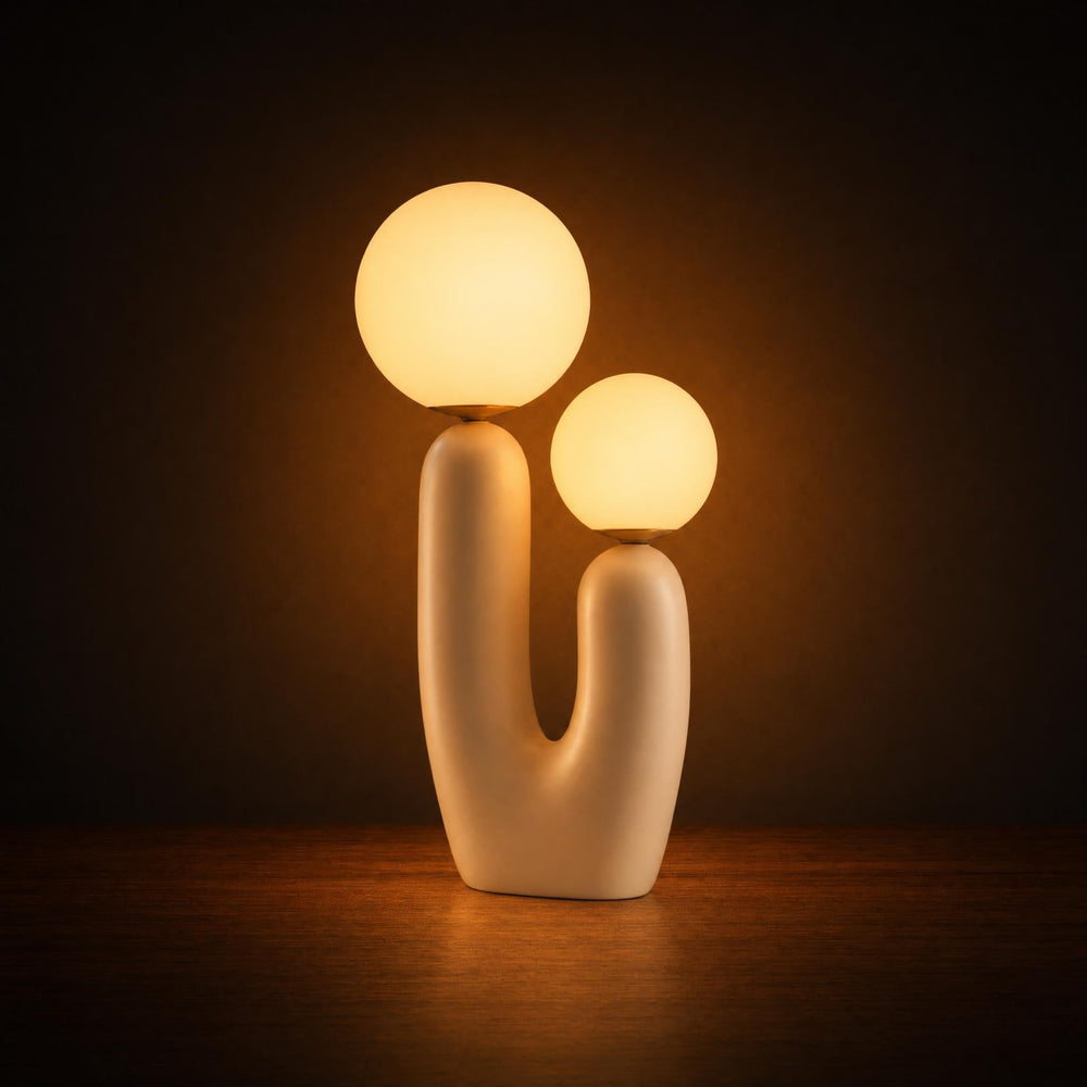 Sculptural Double Globe Table Lamp - Organic Modern Desk Light |Bloom