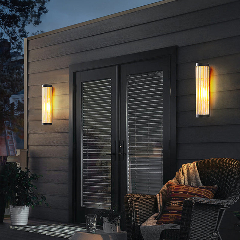 Yoru Semi-Cylindrical Wall Sconce. Metal/Glass. Exterior
