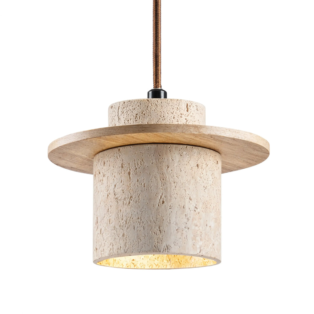 Colophon - Travertine & Wood Pendant light