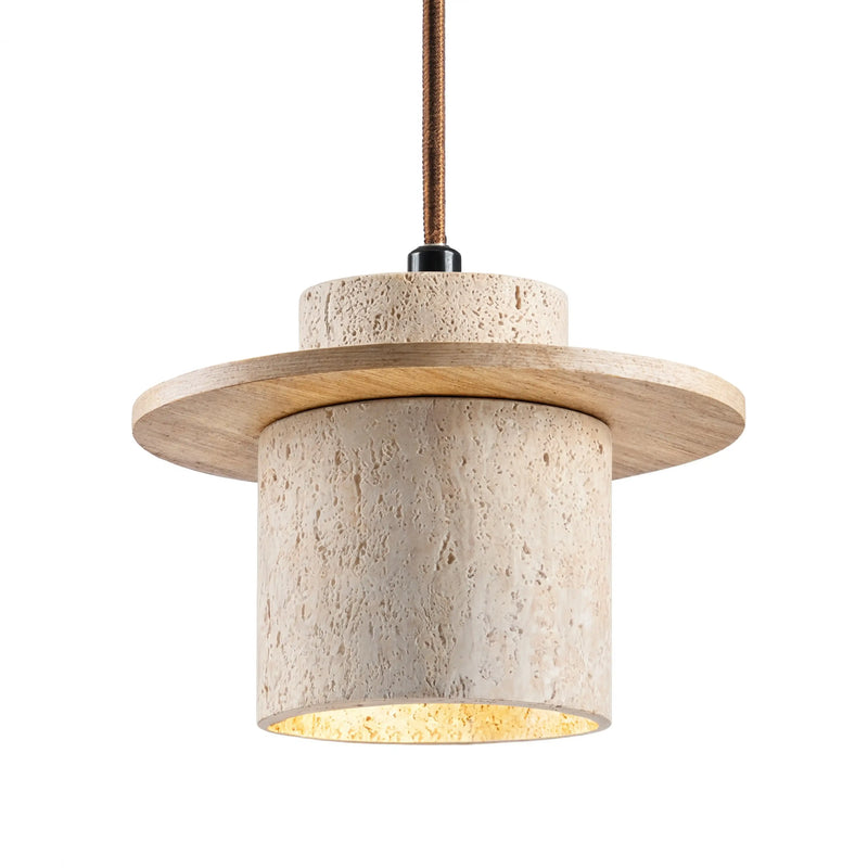 Colophon - Travertine & Wood Pendant light