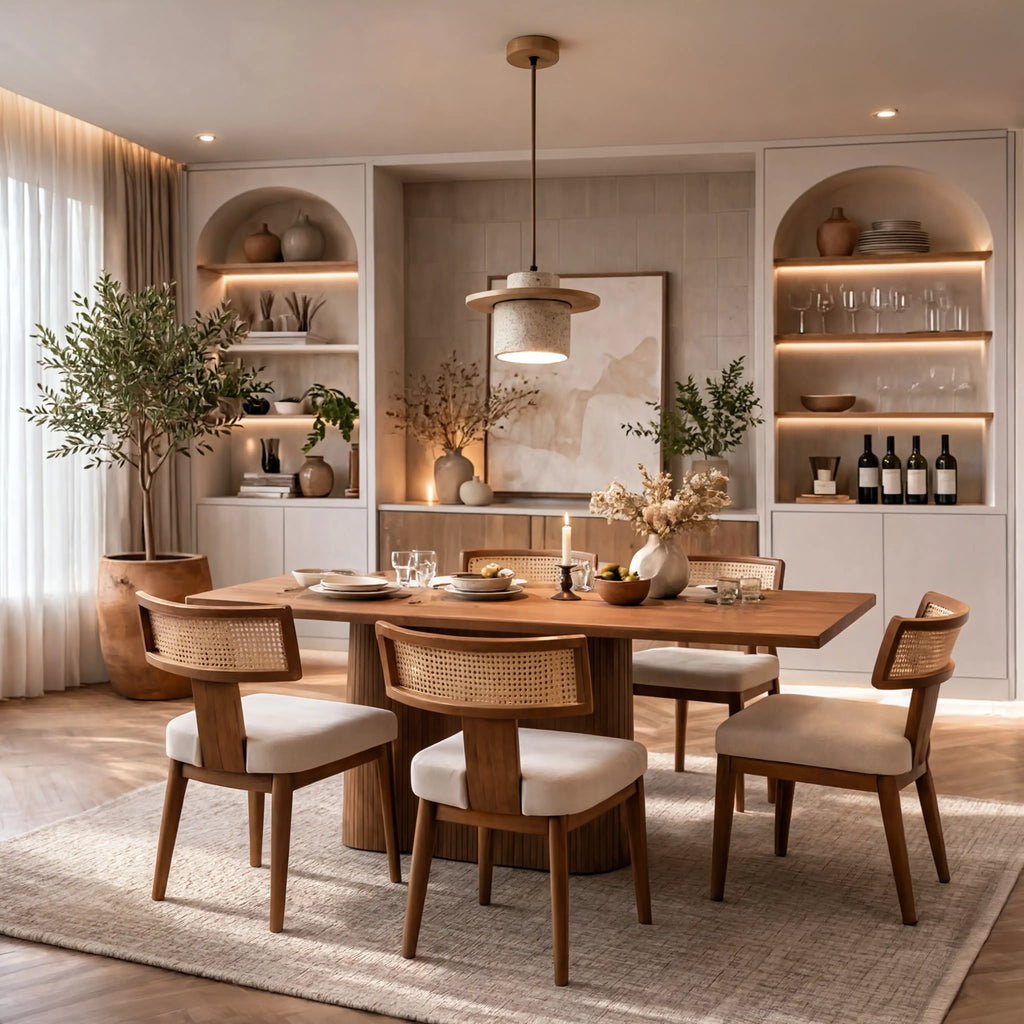 Colophon - Travertine & Wood Pendant light
