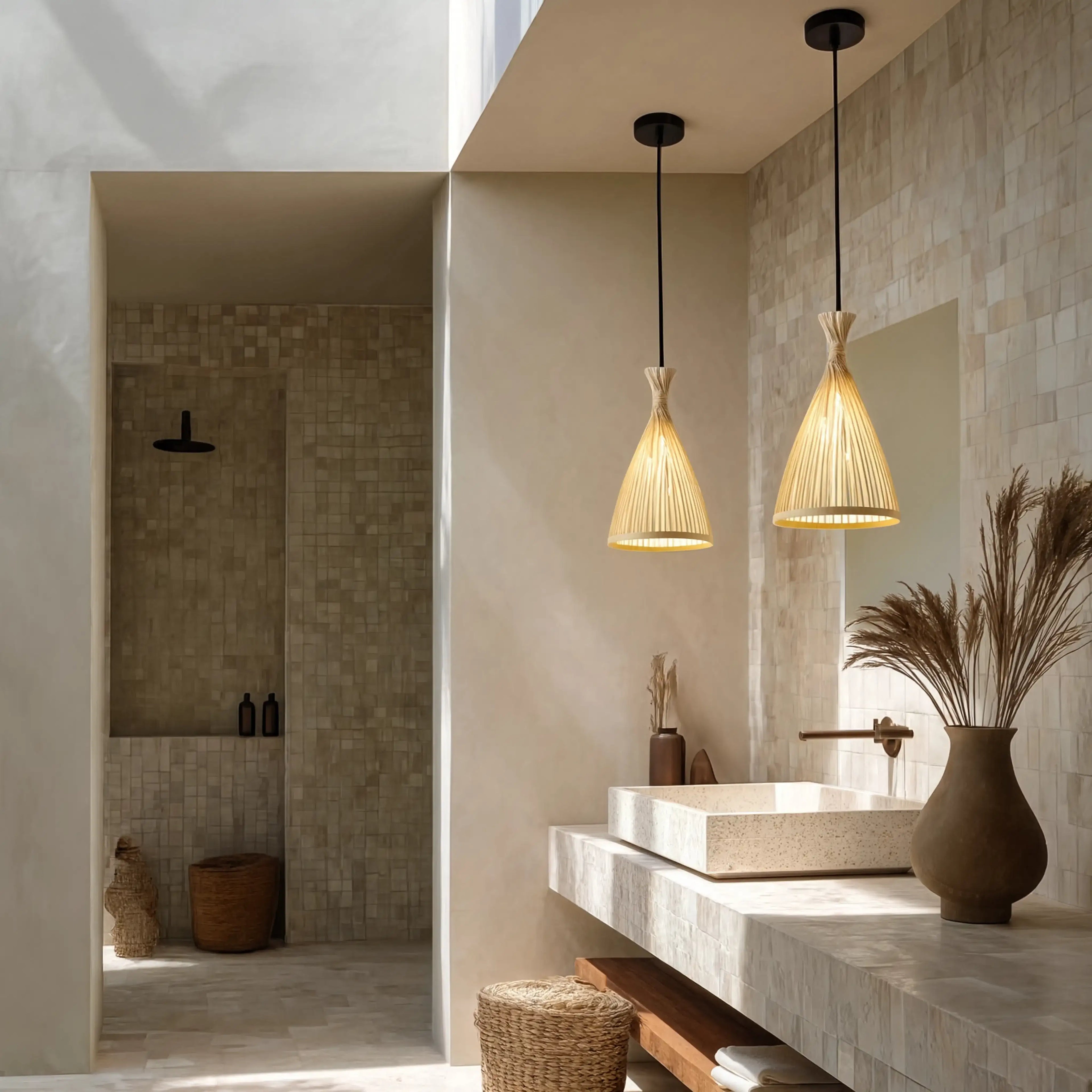 Hydra - Conical Rattan Pendant light
