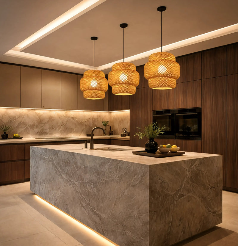 Olympia - 3-Tier Rattan Pendant Light