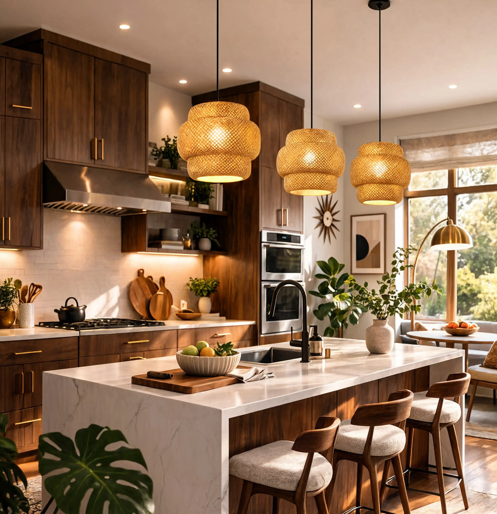 Olympia - 3-Tier Rattan Pendant Light