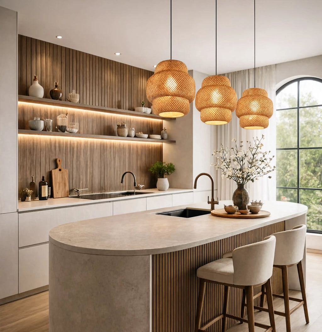 Olympia - 3-Tier Rattan Pendant Light