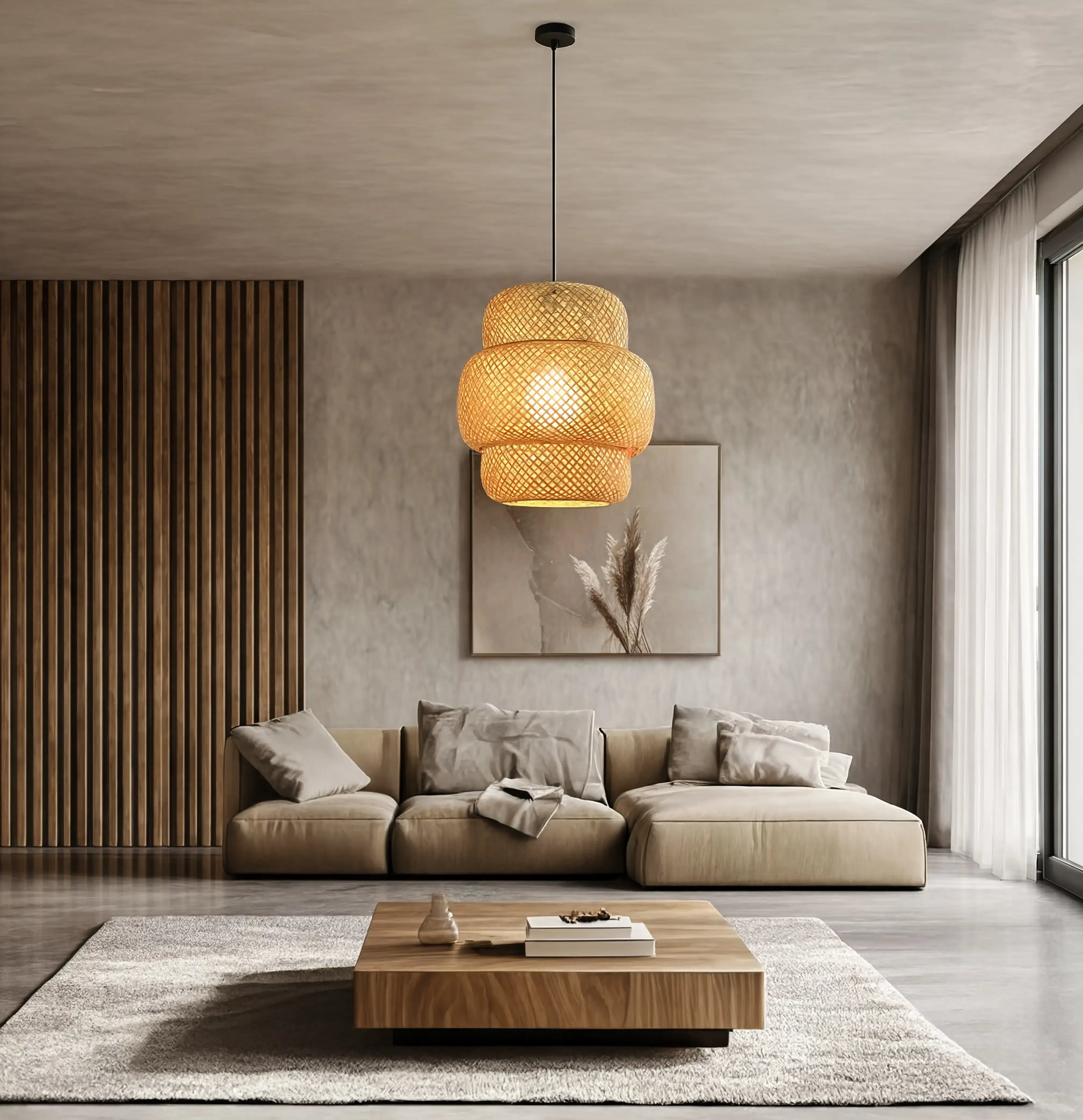 Olympia - 3-Tier Rattan Pendant Light