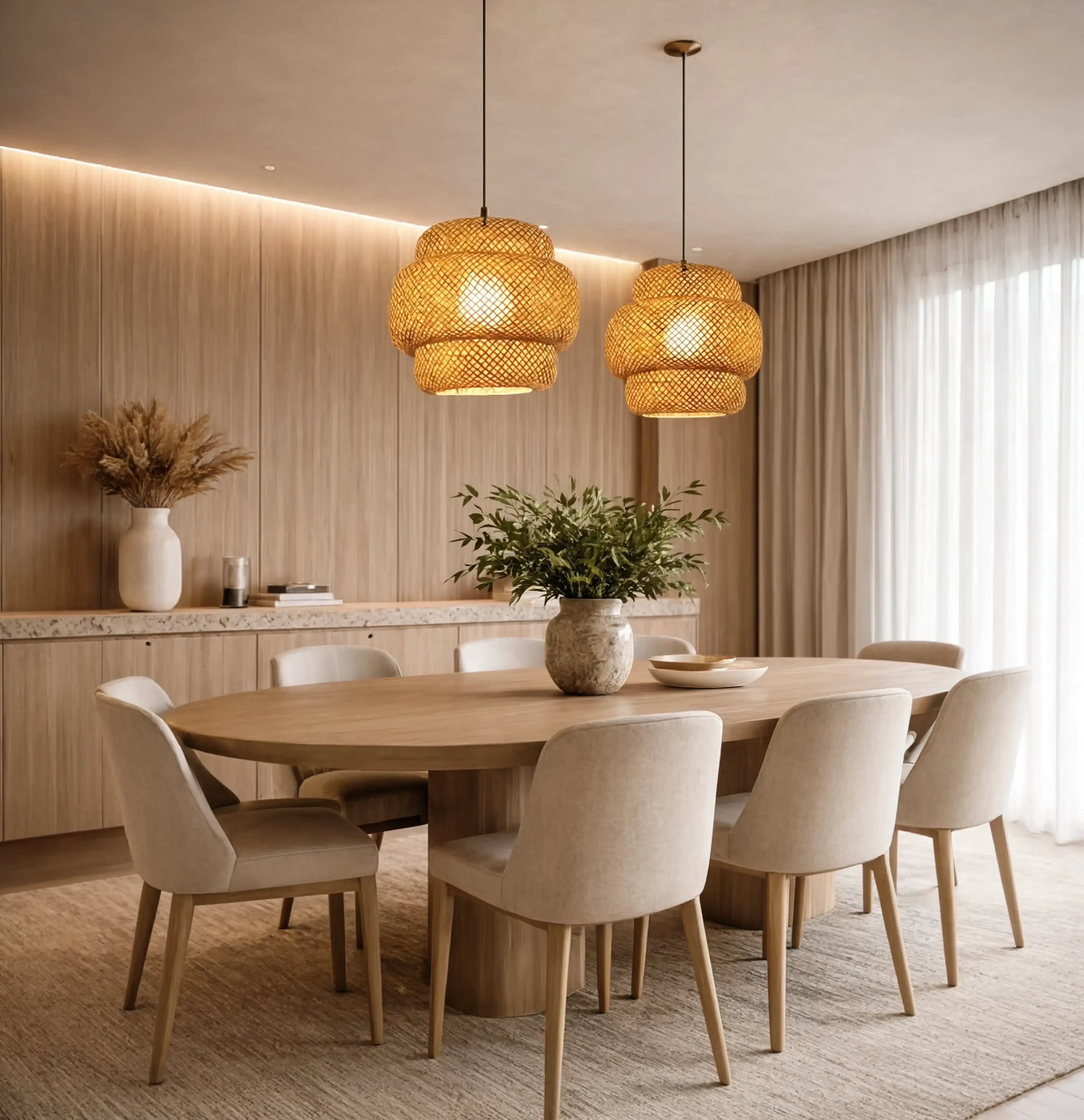 Olympia - 3-Tier Rattan Pendant Light