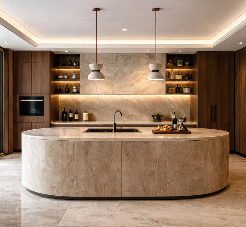 Sybaris - Hourglass Travertine Pendant light