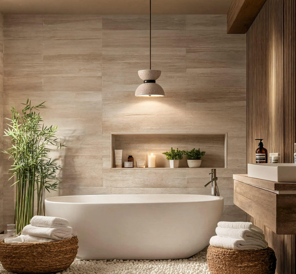 Sybaris - Hourglass Travertine Pendant light