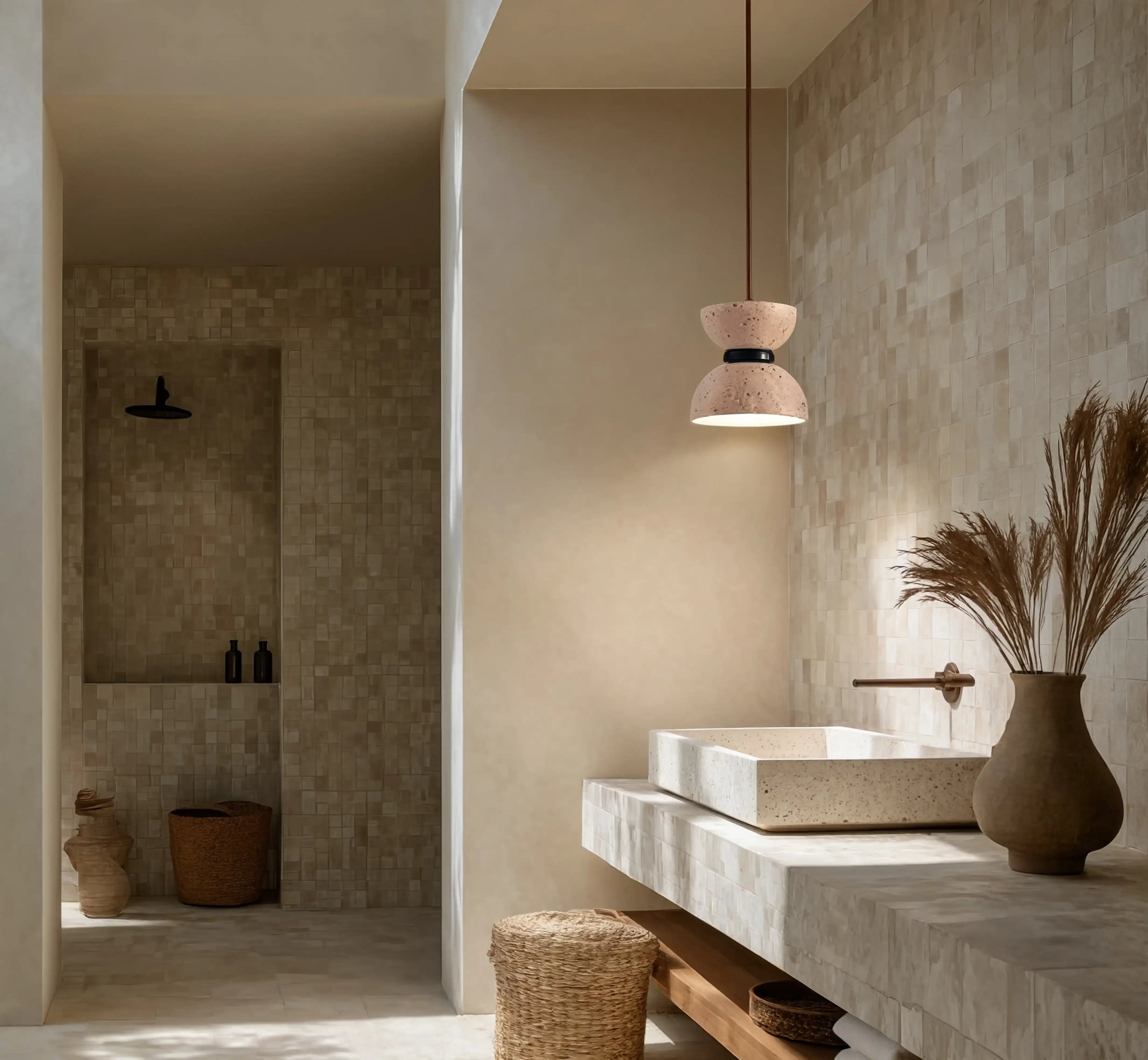 Sybaris - Hourglass Travertine Pendant light