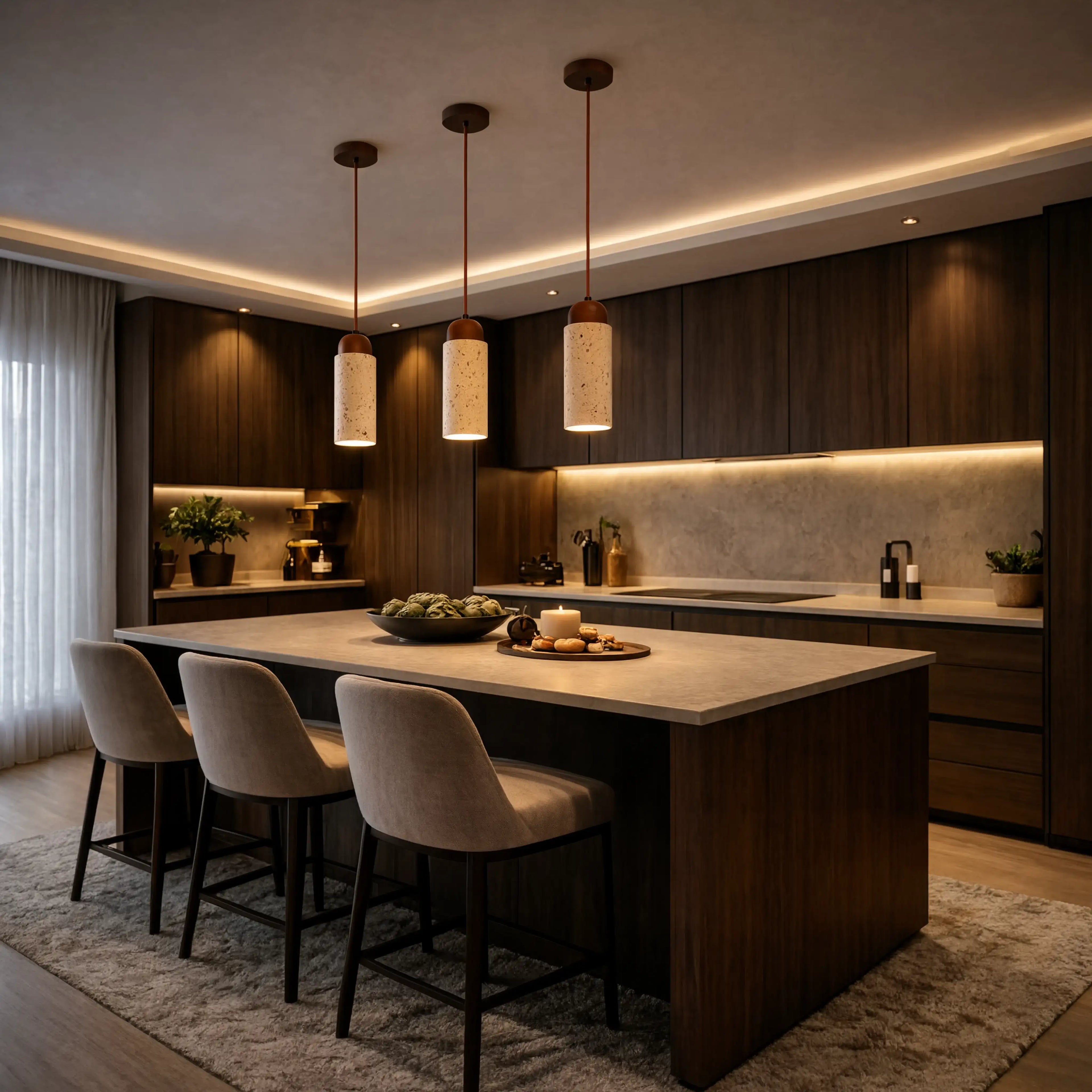 Terracina - Cylindrical Travertine Pendant Light