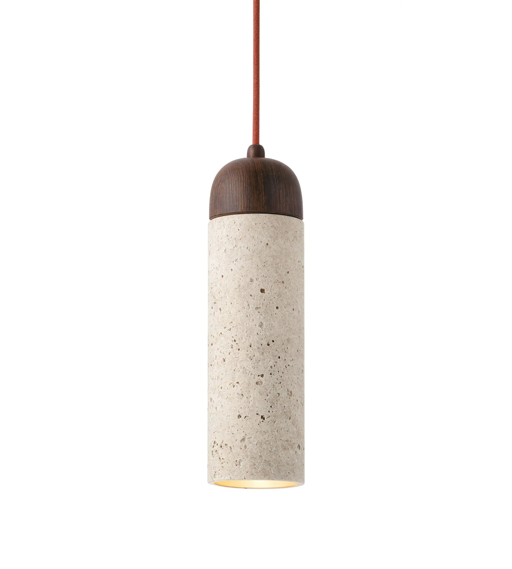 Terracina - Cylindrical Travertine Pendant Light