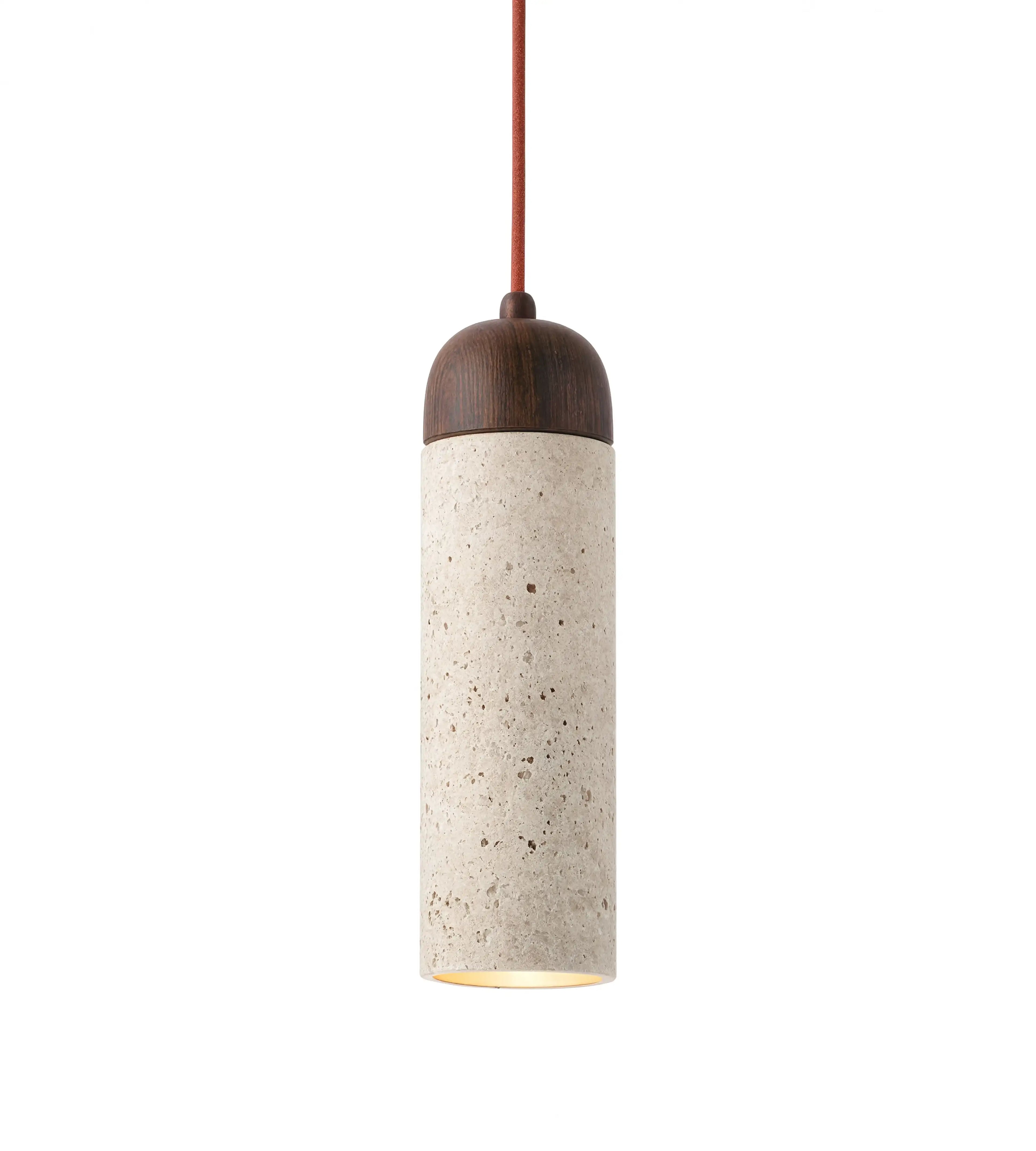 Terracina - Cylindrical Travertine Pendant Light