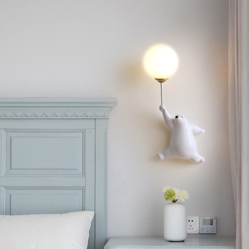 Bear Balloon Applique Murale Ours Ballon Moderne Animale. Blanc/Bleu/Rose. Salon - Neutralighting