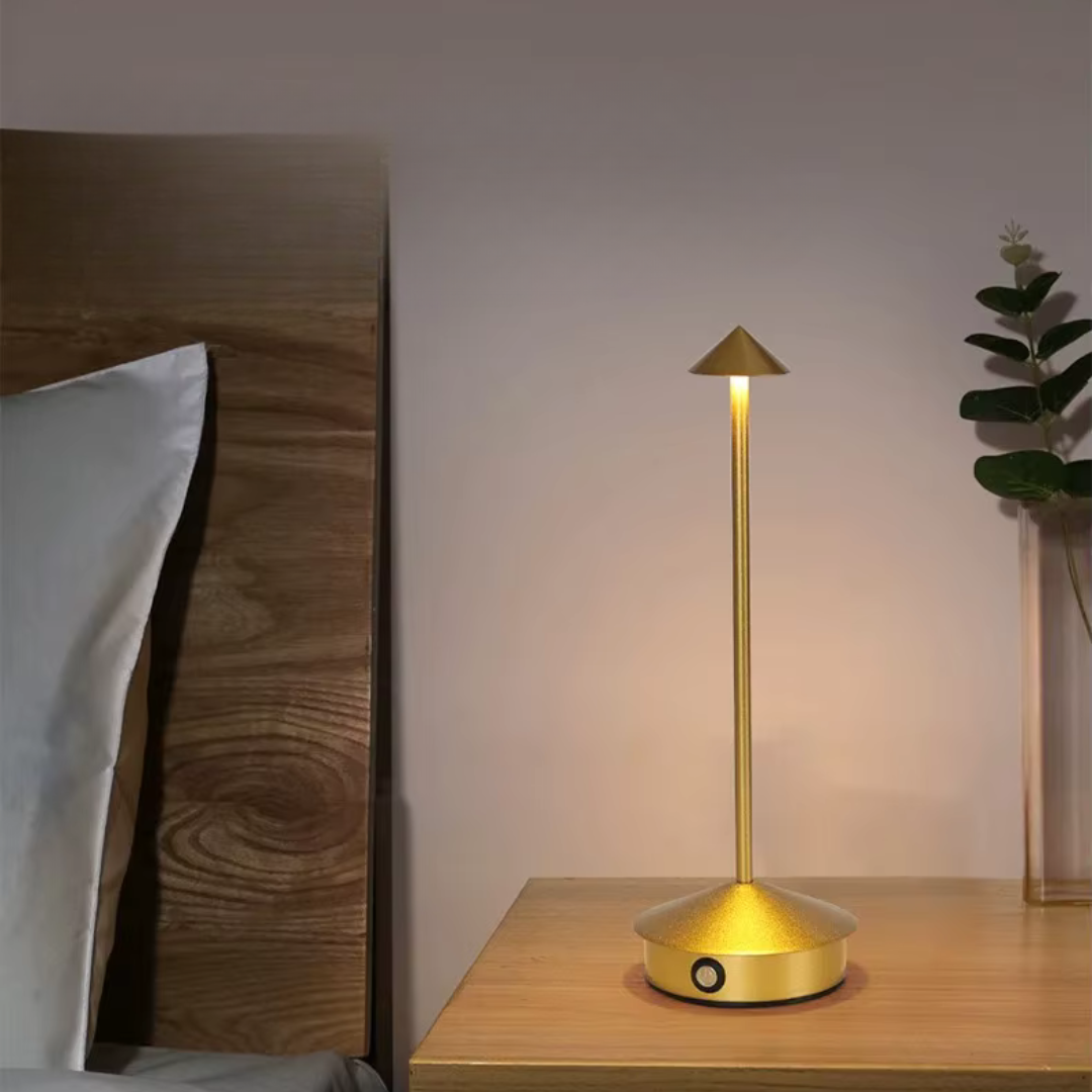 Rechargeable Conical LED Table Lamp — Touch Dimmer