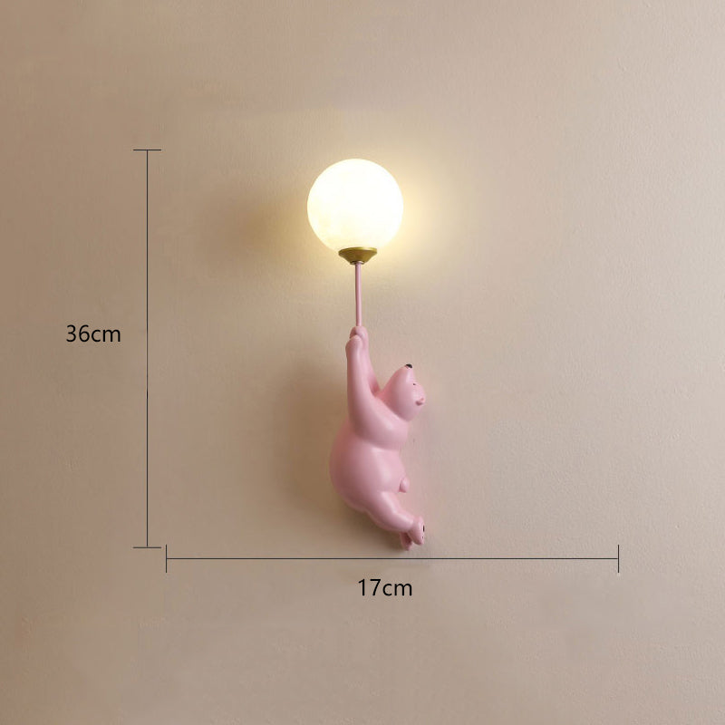Bear Balloon Applique Murale Ours Ballon Moderne Animale. Blanc/Bleu/Rose. Salon - Neutralighting
