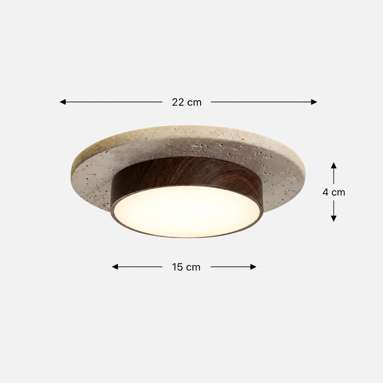 Natural Stone, Wood and Metal Ceiling Light