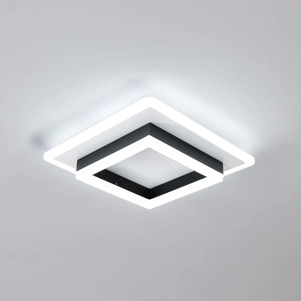 Plafonnier carré en acrylique plafonnier LED moderne, plafonniers LED blancs 6500K pour chambre bureau cuisine salon