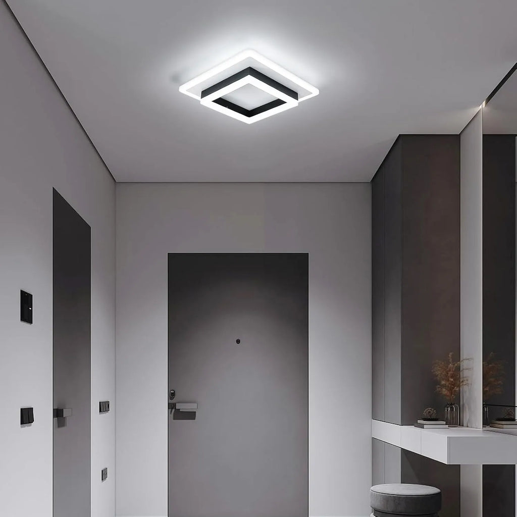 Plafonnier carré en acrylique plafonnier LED moderne, plafonniers LED blancs 6500K pour chambre bureau cuisine salon