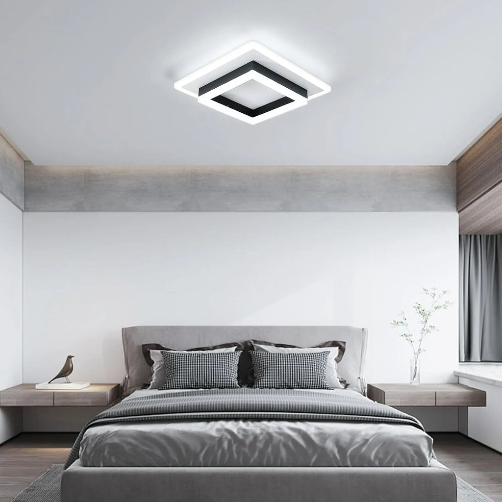 Plafonnier carré en acrylique plafonnier LED moderne, plafonniers LED blancs 6500K pour chambre bureau cuisine salon