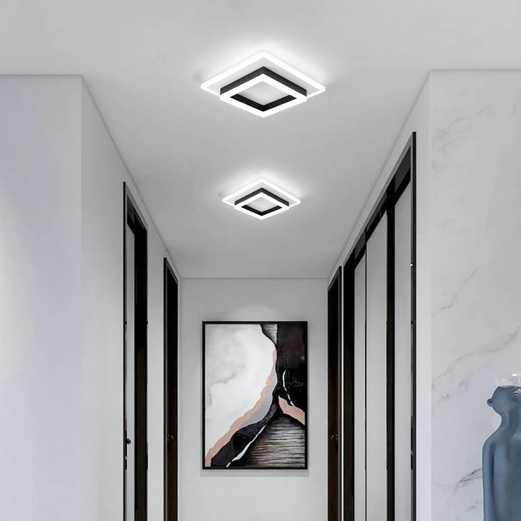 Plafonnier carré en acrylique plafonnier LED moderne, plafonniers LED blancs 6500K pour chambre bureau cuisine salon