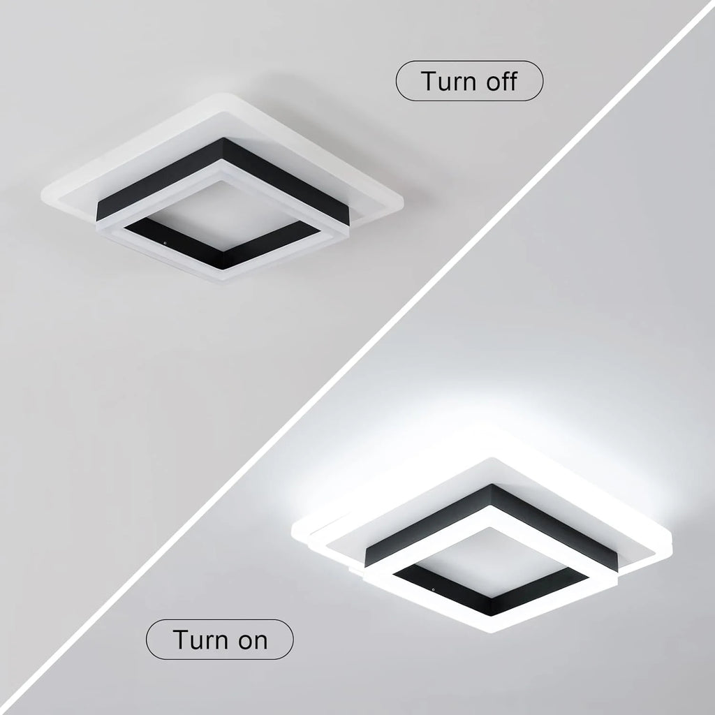 Plafonnier carré en acrylique plafonnier LED moderne, plafonniers LED blancs 6500K pour chambre bureau cuisine salon