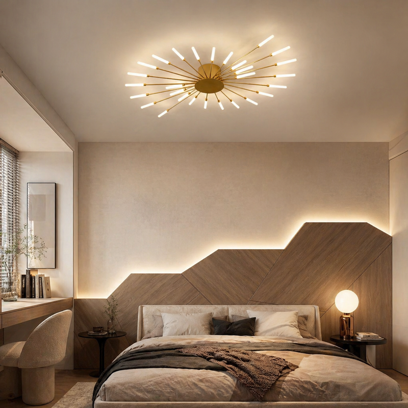 Designer LED Ceiling Light in Black or Gold Metal