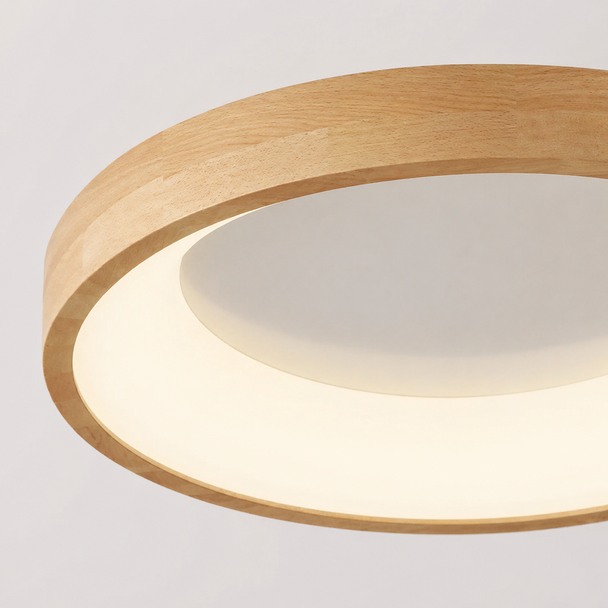 Plafonnier Scandinave Circulaire en Bois Naturel