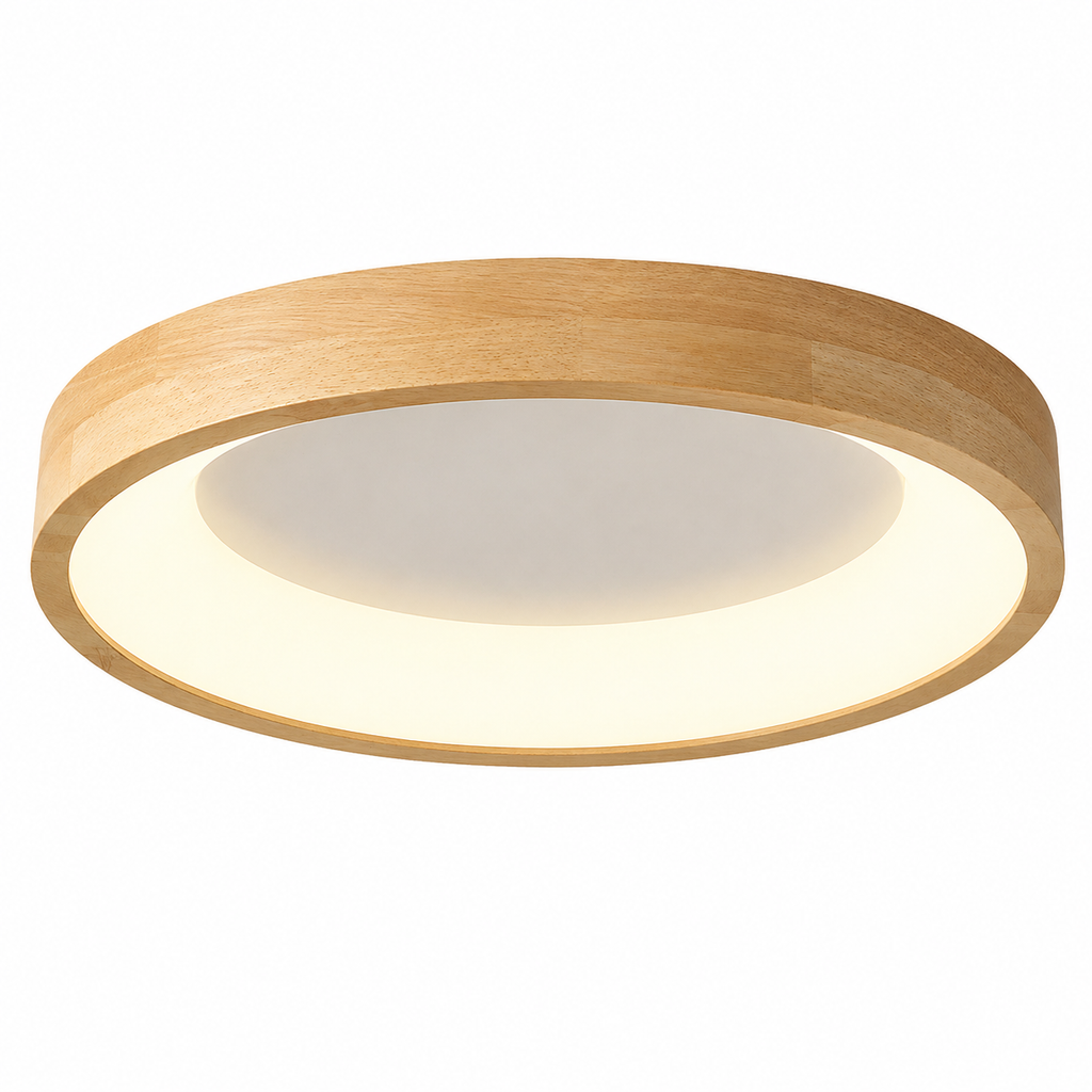 Plafonnier Scandinave Circulaire en Bois Naturel