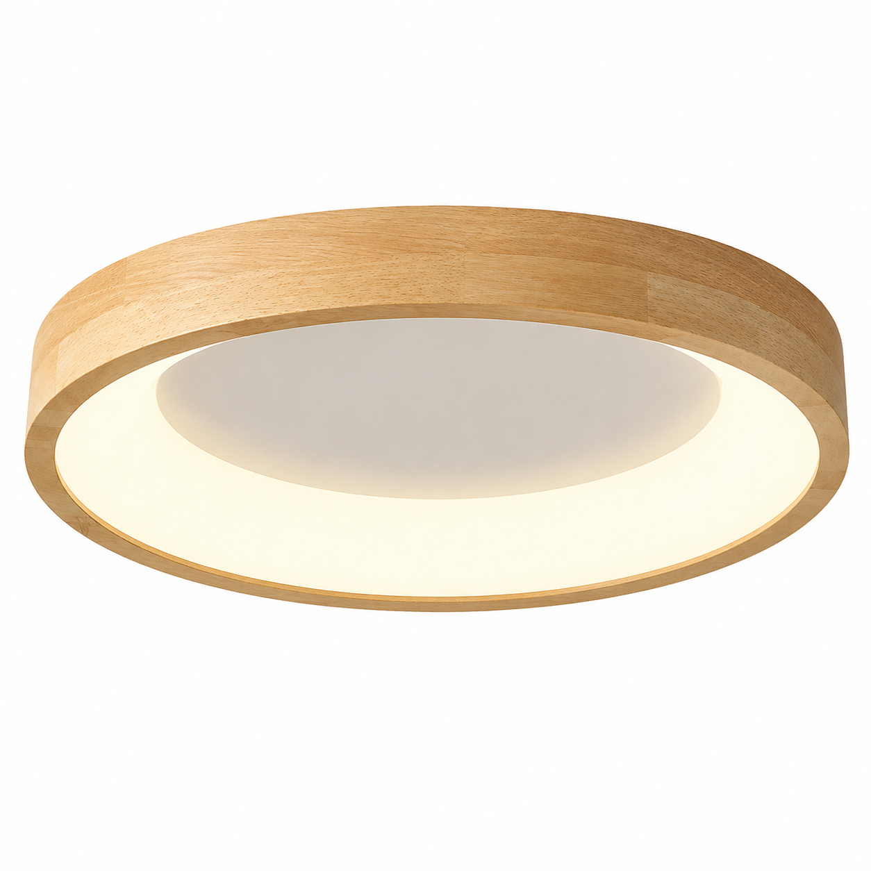 Plafonnier Scandinave Circulaire en Bois Naturel