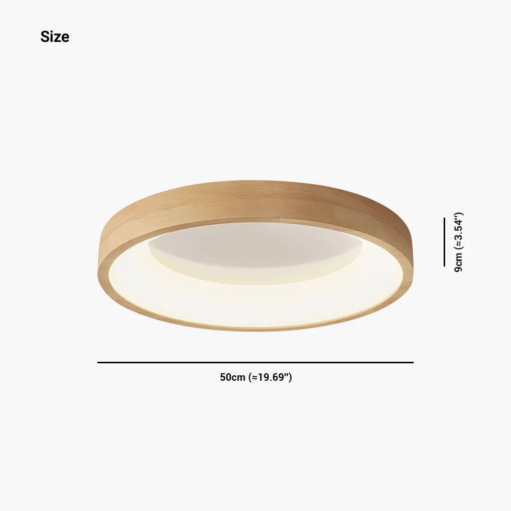 Plafonnier Scandinave Circulaire en Bois Naturel