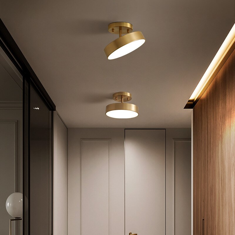 Gold Designer Ceiling Light – Round Brushed Metal, 3 Sizes