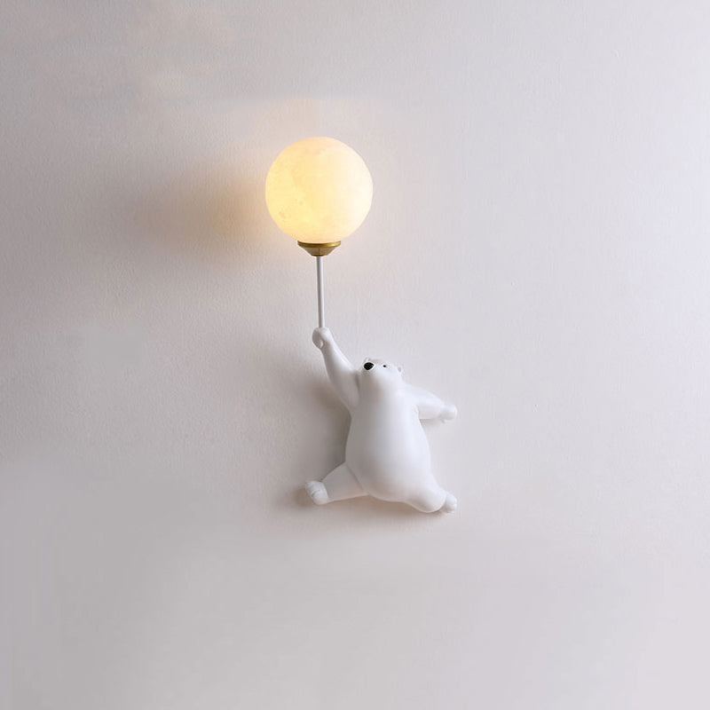 Modern Animal Bear Balloon Wall Sconce. White/Blue/Pink. Living Room