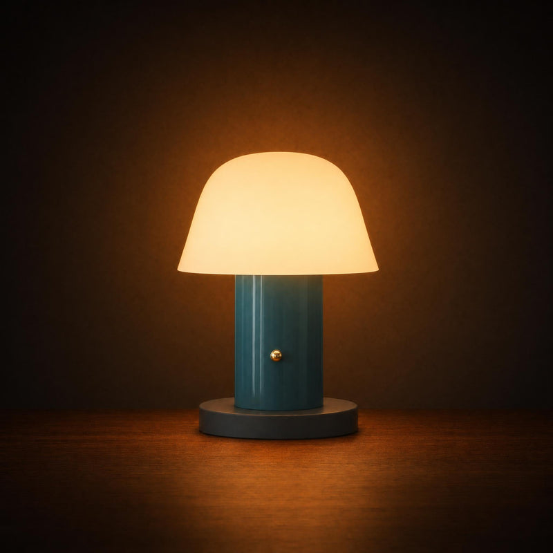 Retro Minimalist Mushroom Table Lamp - Matt Orange Desk Light | Haze