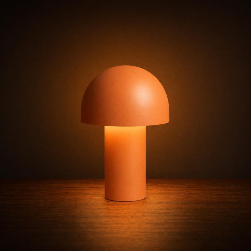 Retro Minimalist Mushroom Table Lamp - Matt Orange Desk Light | Poppy