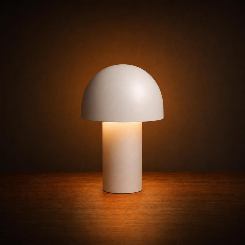 Retro Minimalist Mushroom Table Lamp - Matt Orange Desk Light | Poppy