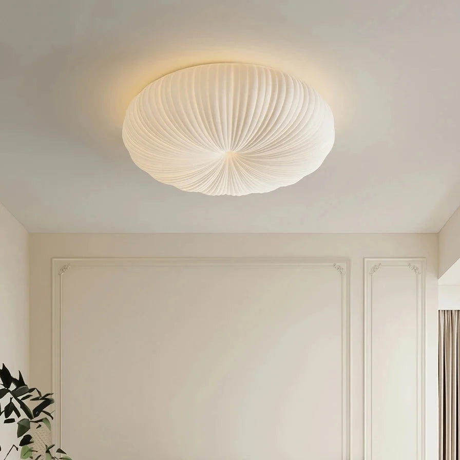 Plafonnier LED Crème Potiron – Vue dans chambre moderne