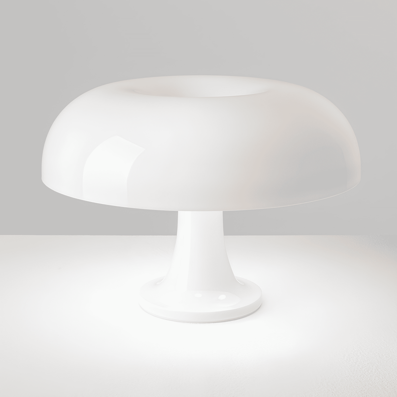 Minimalist White Mushroom Table Lamp with Tulip Base |Nessino