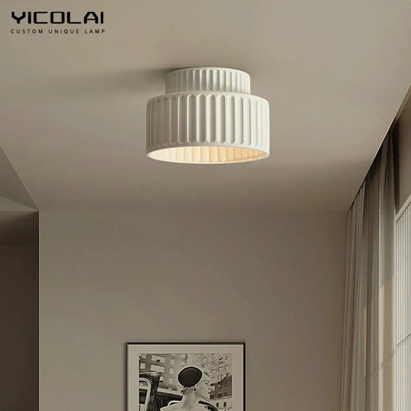 Ribbed Cylindrical Ceiling Light with a Retro Look