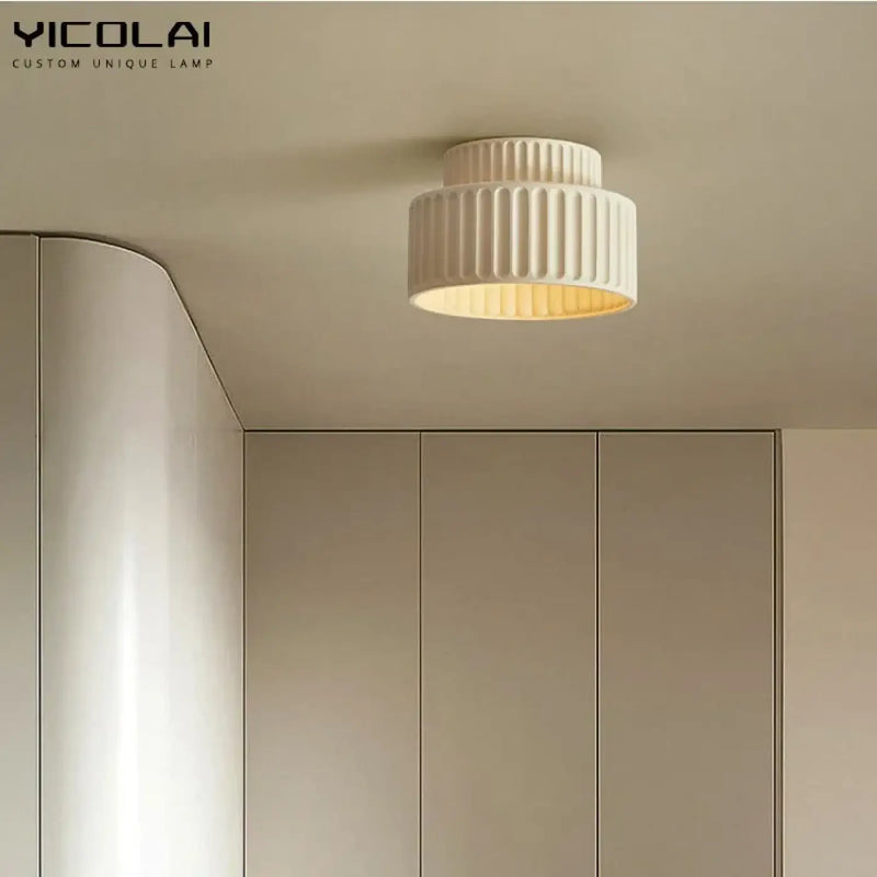 Ribbed Cylindrical Ceiling Light with a Retro Look