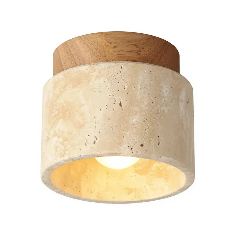 Otium - Travertine & Wood Ceiling Light