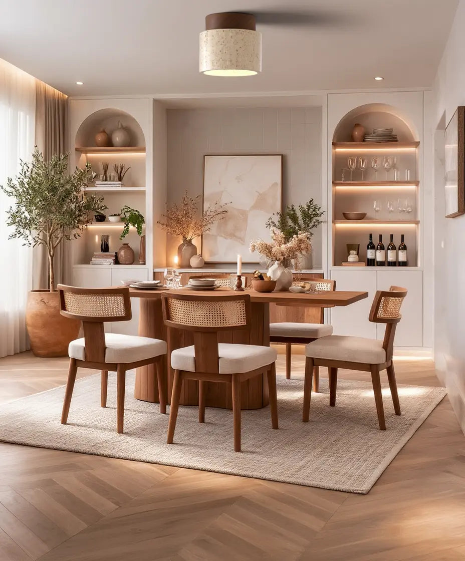 Otium - Travertine & Wood Ceiling Light