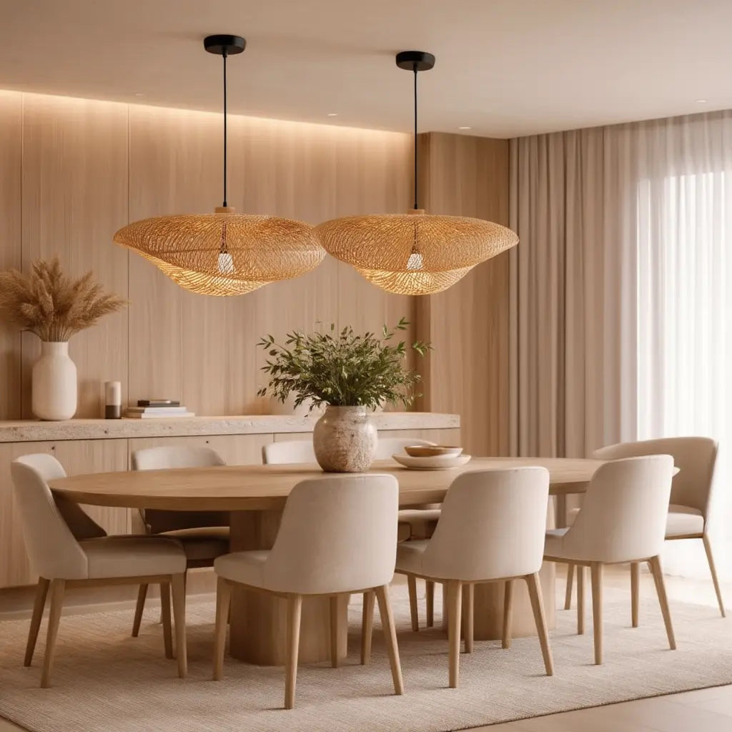Calypso - Wavy Rattan Pendant Light