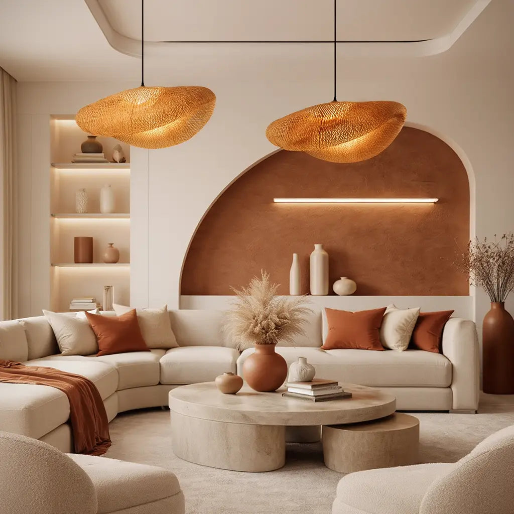 Calypso - Wavy Rattan Pendant Light