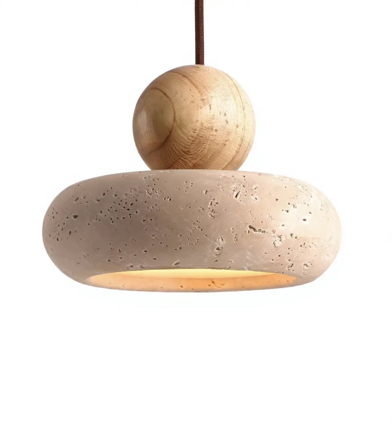 Lipari - Travertine & Wood Pendant light