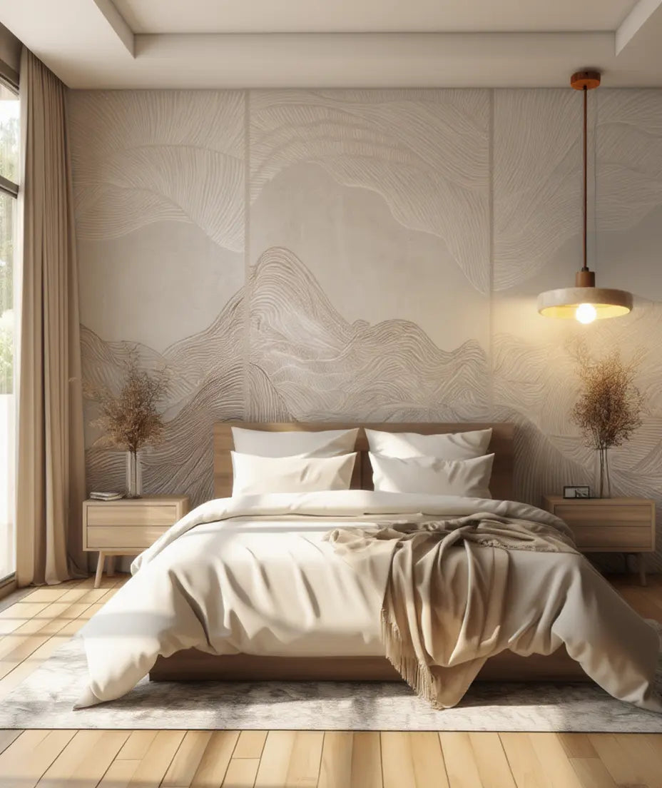 Floor - Travertine & Wood pendant light
