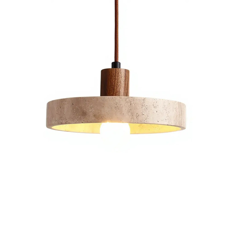 Floor - Travertine & Wood pendant light