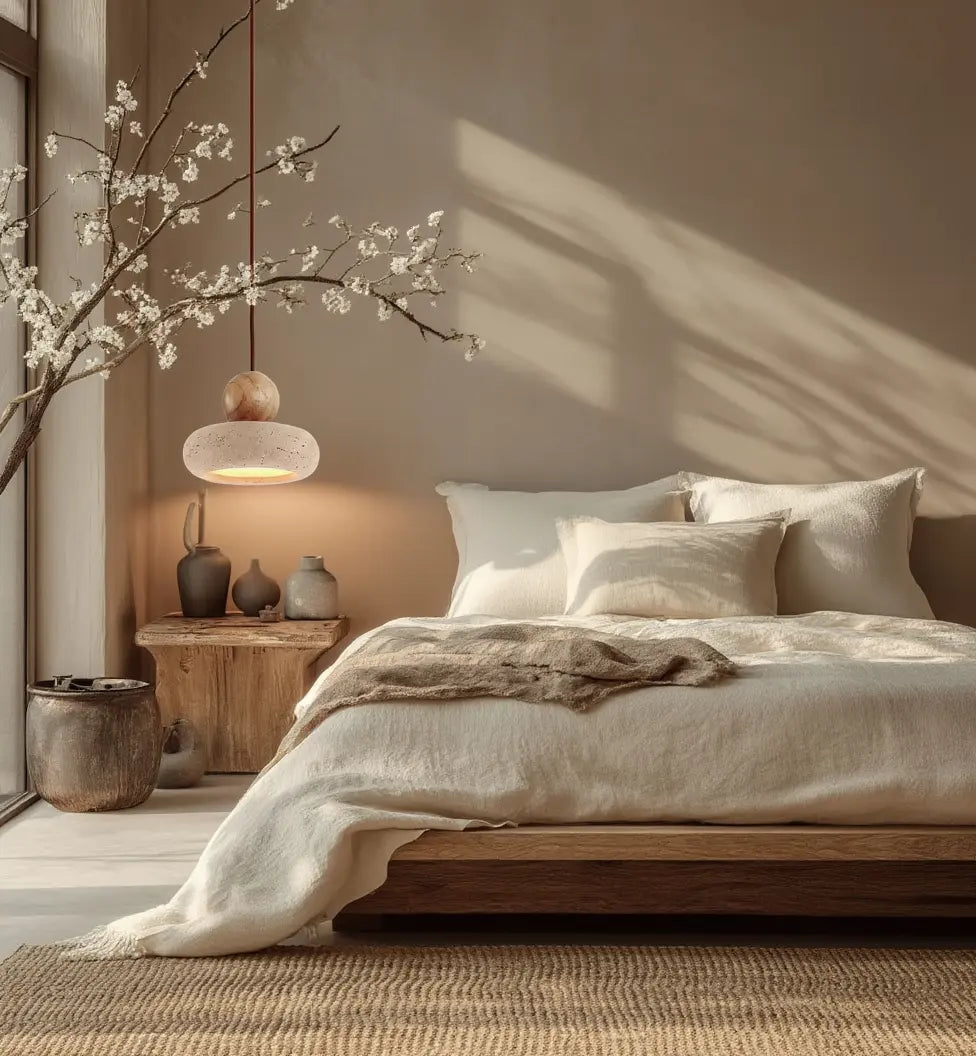 Lipari - Travertine & Wood Pendant light