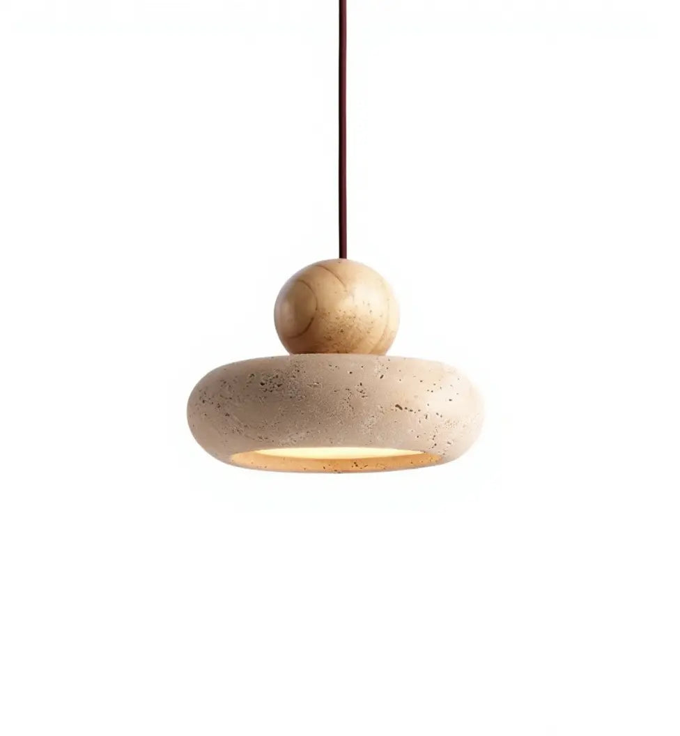 Lipari - Travertine & Wood Pendant light